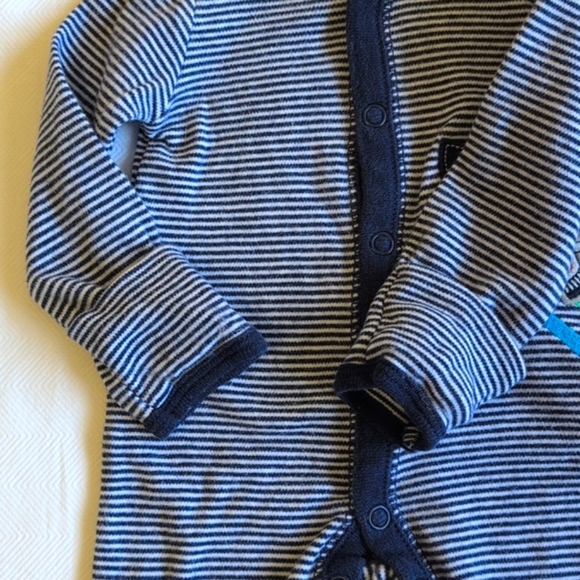 carter's newborn baby striped cotton rocket snap footie sleeper pajamas w mitts - Picture 5 of 7